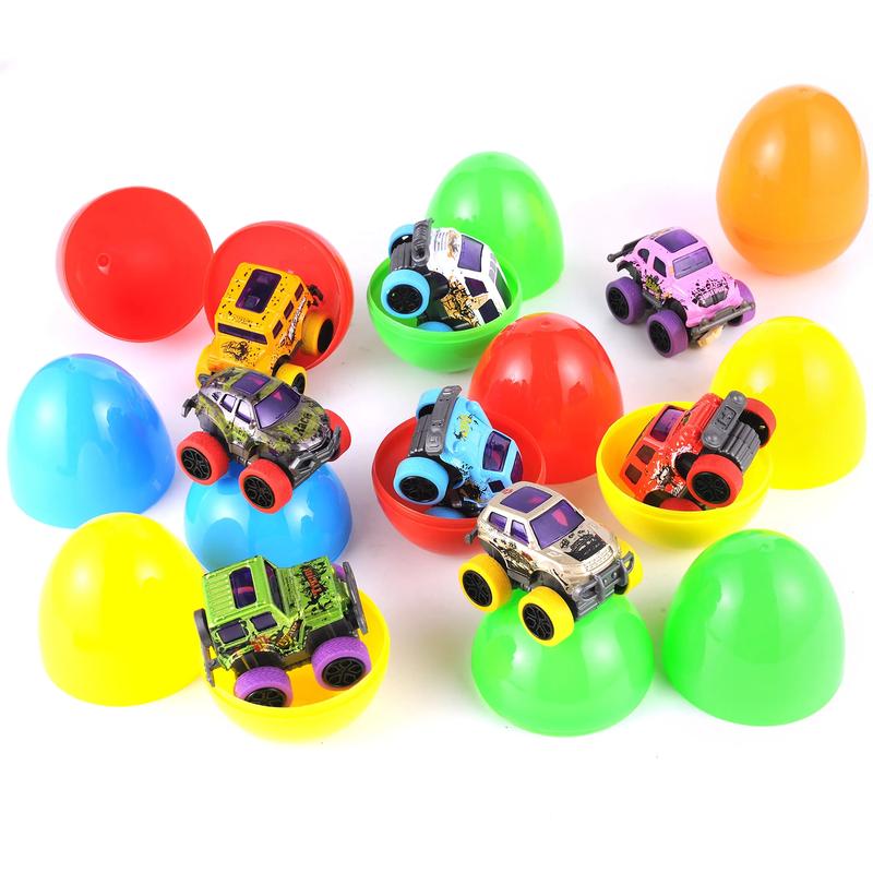PlayNest™ 12Pcs Easter Eggs Packed with Pull Back Monster Cars and Trucks