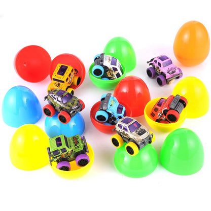 PlayNest™ 12Pcs Easter Eggs Packed with Pull Back Monster Cars and Trucks